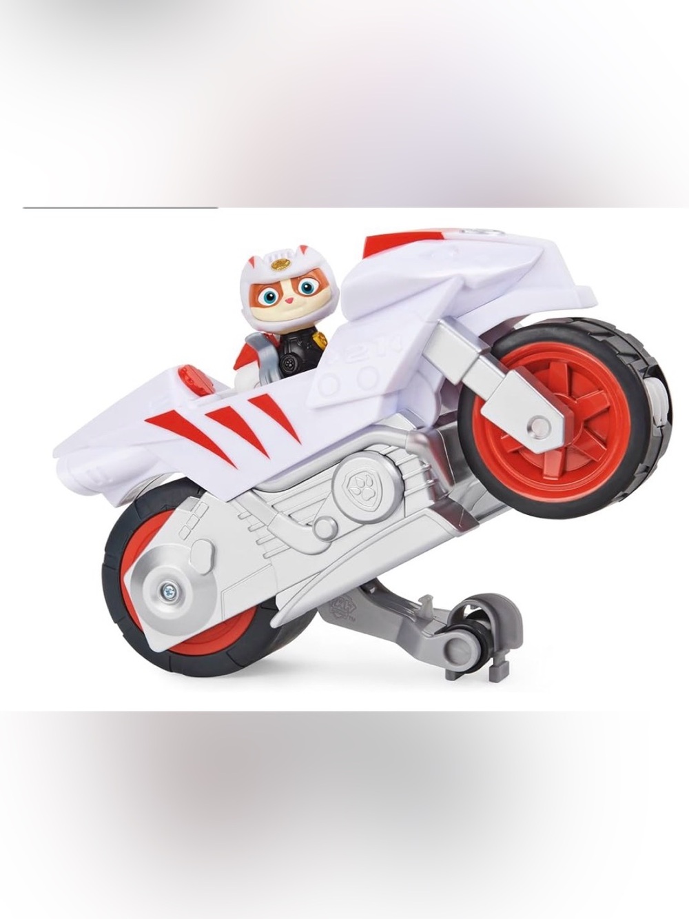 Paw Patrol White and Red Stunt Motorcycle with WildCat